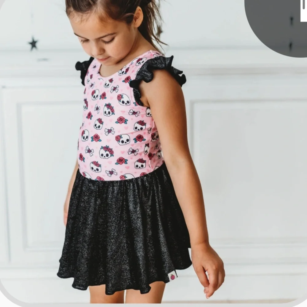 Cheeky Plum Halloween Skull Leo girls 7/8 t